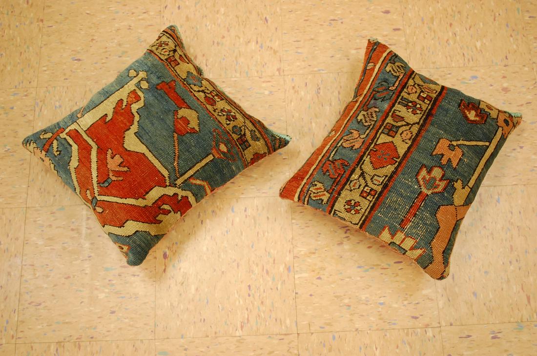 2 Detailed Fine Antique Rug Wool Pillow 1.5x1.5 (1 of 4)