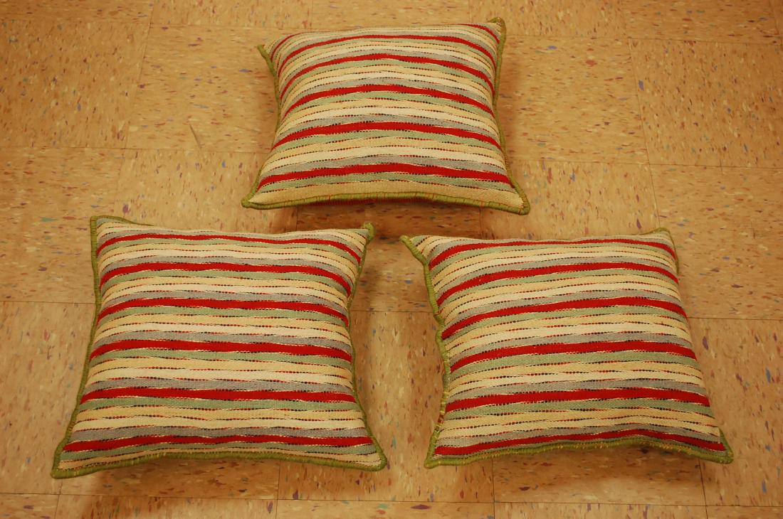 3 Detailed Fine Antique Kilm Rug Wool Pillow 1.5x1.5: 3 never used, hand sewn two matching inscribed pillows made by persian antique rug 1'5"x 1' 5" wool woven on cotton foundation made to last for decades to come color's include ivory, tan, red, gold, b