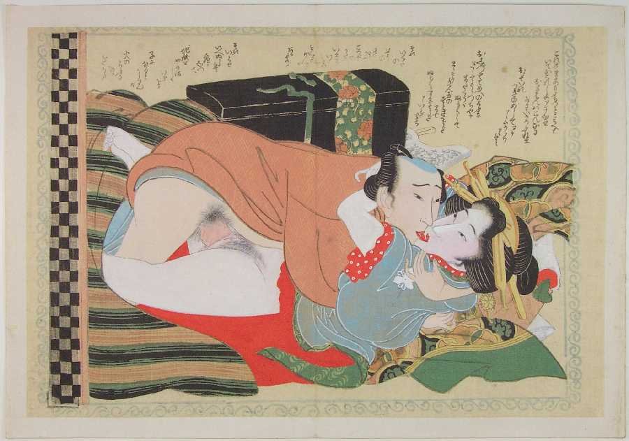Eisen Keisai Woodblock Lovers #H Shunga (1 of 1)