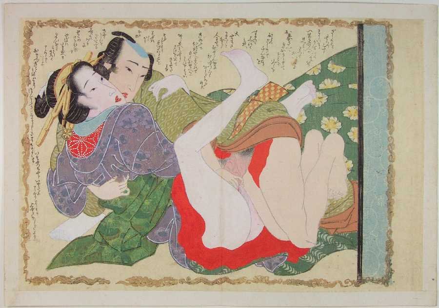 Eisen Keisai Woodblock Lovers #I Shunga (1 of 1)