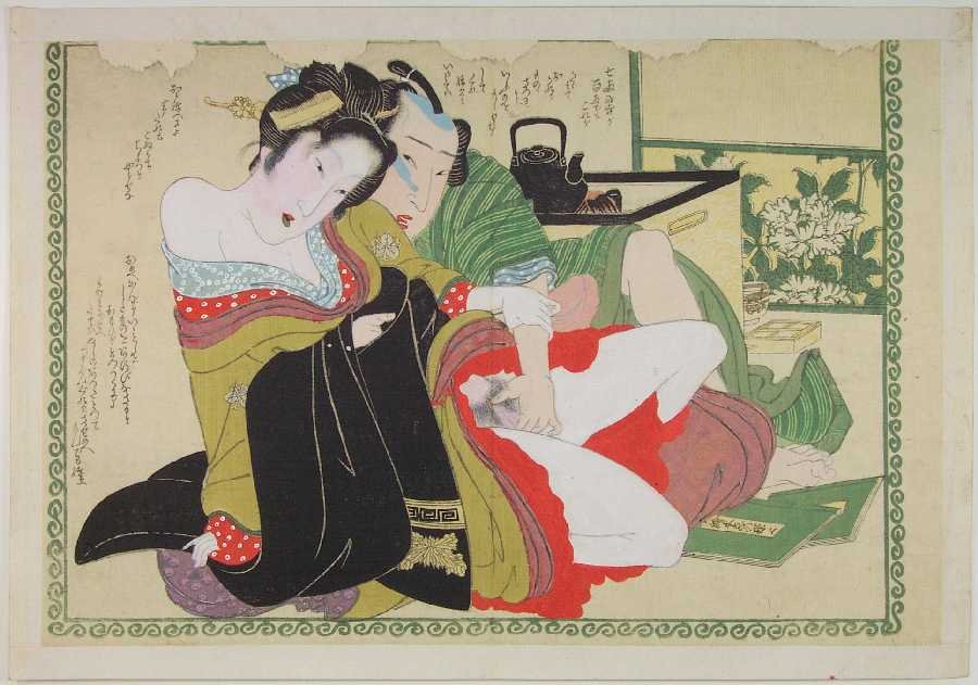 Eisen Keisai Woodblock Lovers #K Shunga (1 of 1)