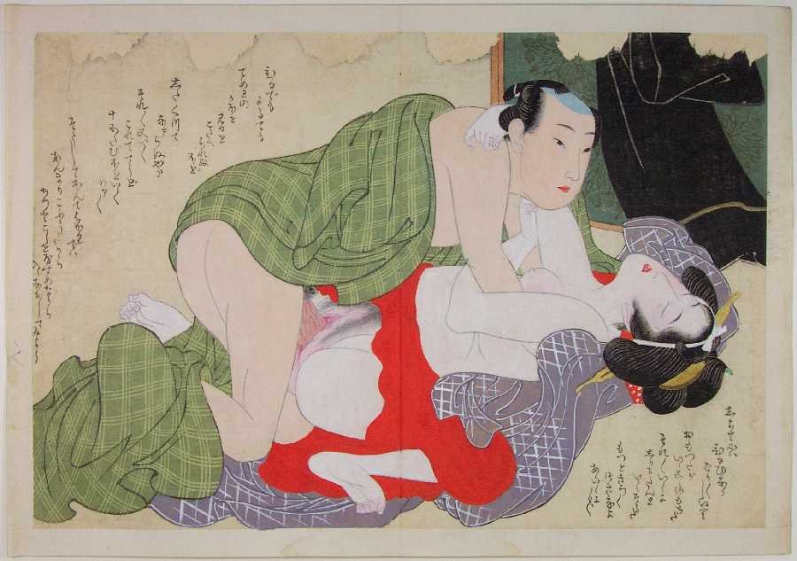 Eisen Keisai Woodblock Lovers #L Shunga (1 of 1)