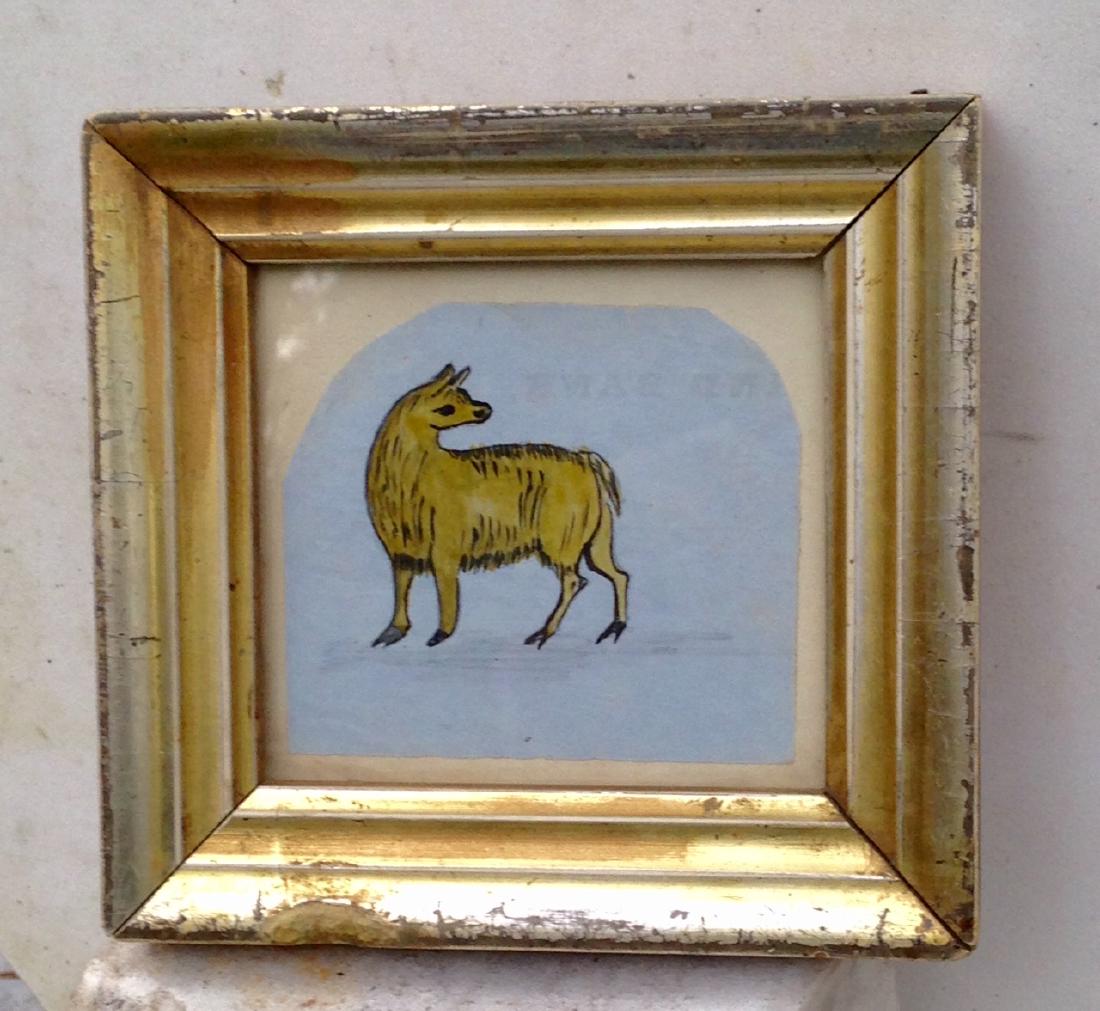 C1860 Nystate Original Watercolor of a Llama (1 of 2)