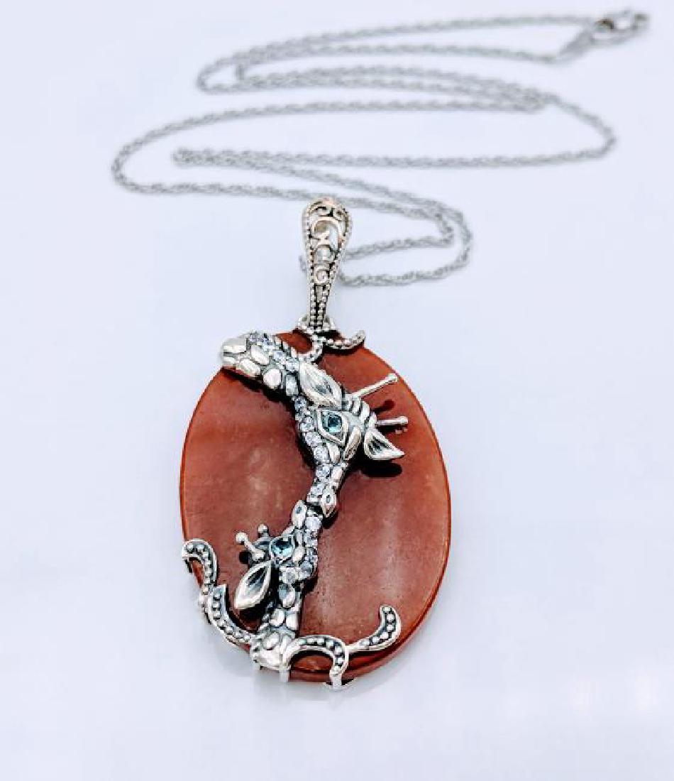 Sterling Silver Jasper Aqua Figural Giraffe Necklace (1 of 3)