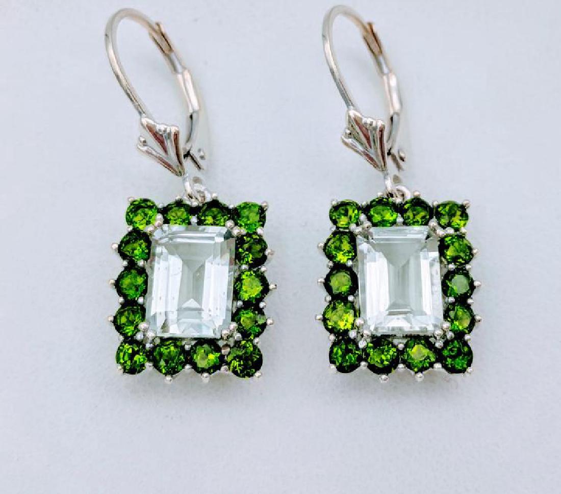 Sterling Silver Tsavorite Garnet CZ Earrings: Item: Sterling Silver Earrings with Tsavorite Garnet and Cubic Zirconia Brand: Jean Lin Collection Metal Purity: 925 Sterling Silver Gemstones: Tsavorite Garnet and Cubic Zirconia Each Earring has 1 E