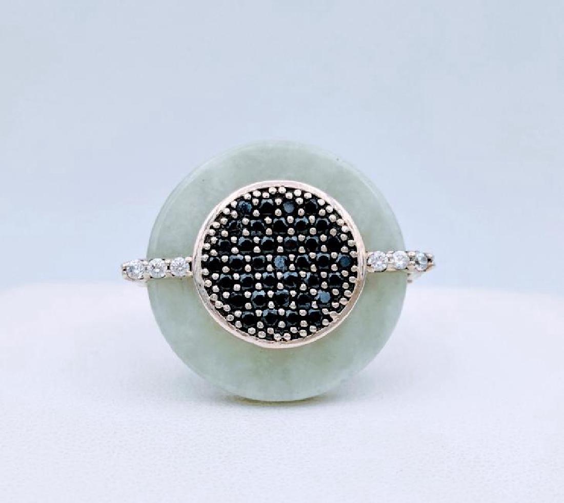 Sterling Silver Jade Black Onyx CZ Ring (1 of 4)