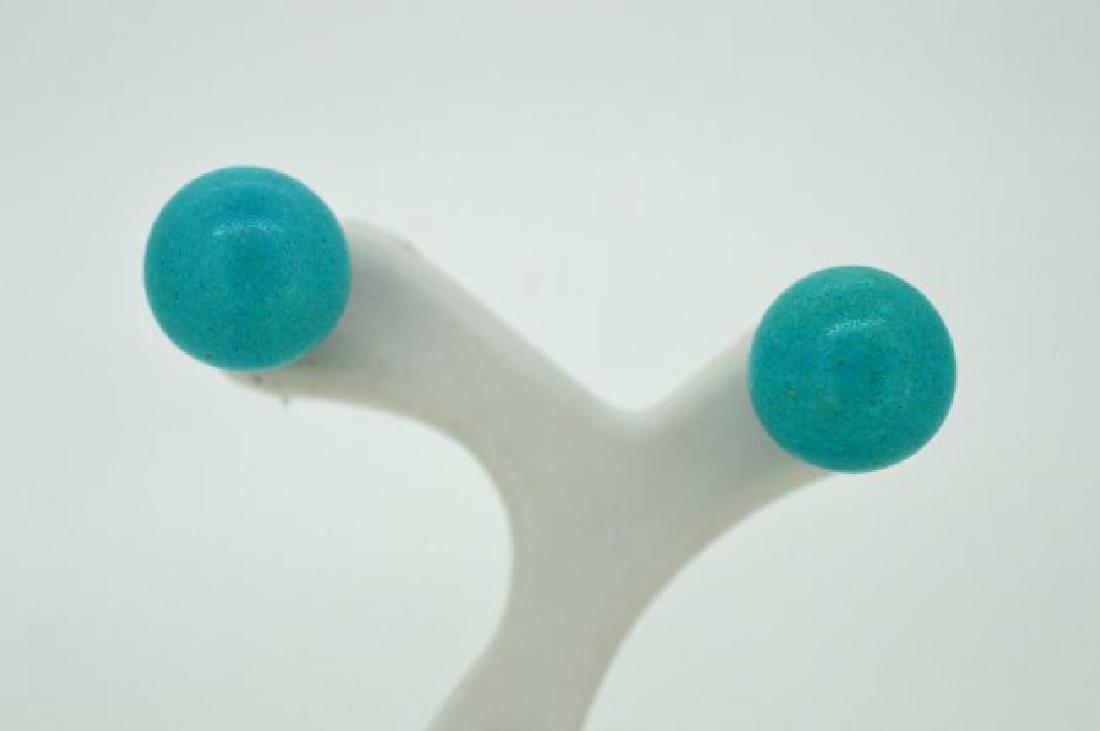 Ladies Large Turquoise & 14k White Gold Post Earrings (1 of 2)