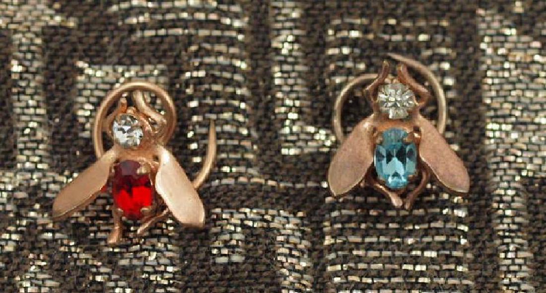 Pair of Vintage Brass Crystal Figural Bee Brooches (1 of 7)