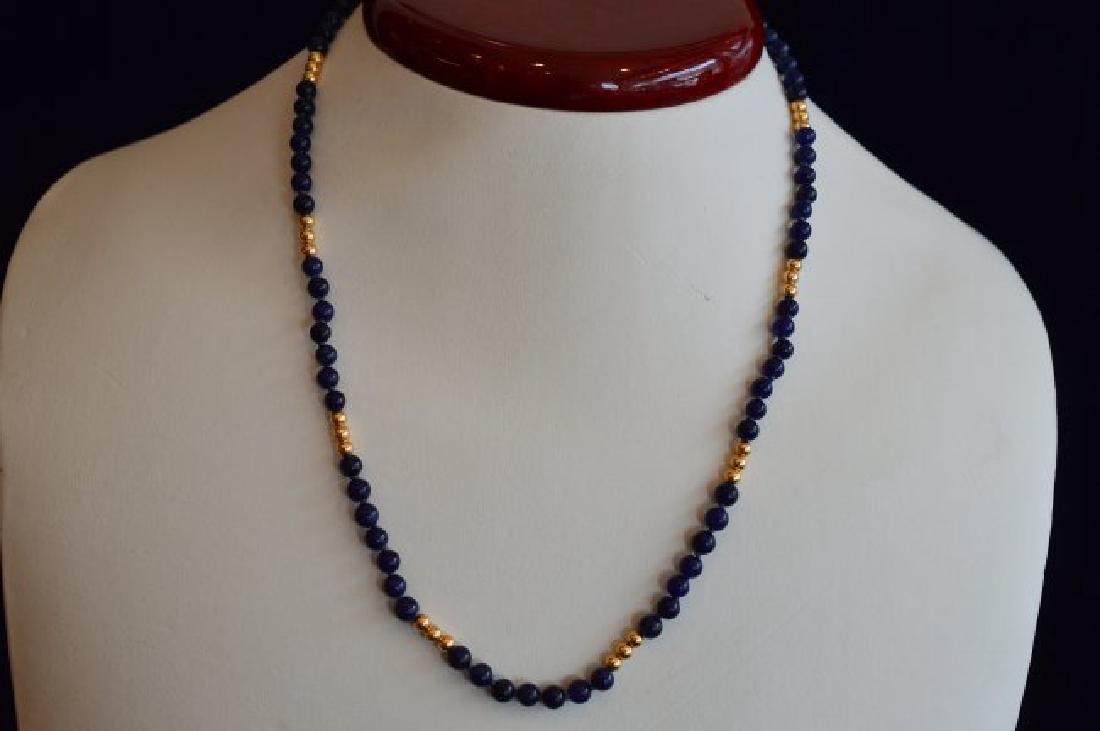 Ladies 14K Yellow Gold Lapis Bead Necklace (1 of 3)
