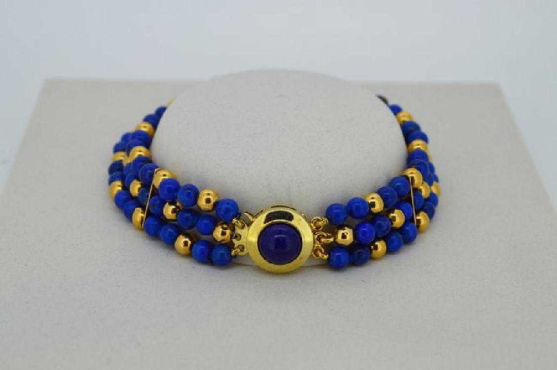 Ladies 14K Yellow Gold Lapis Bead Bracelet (1 of 2)