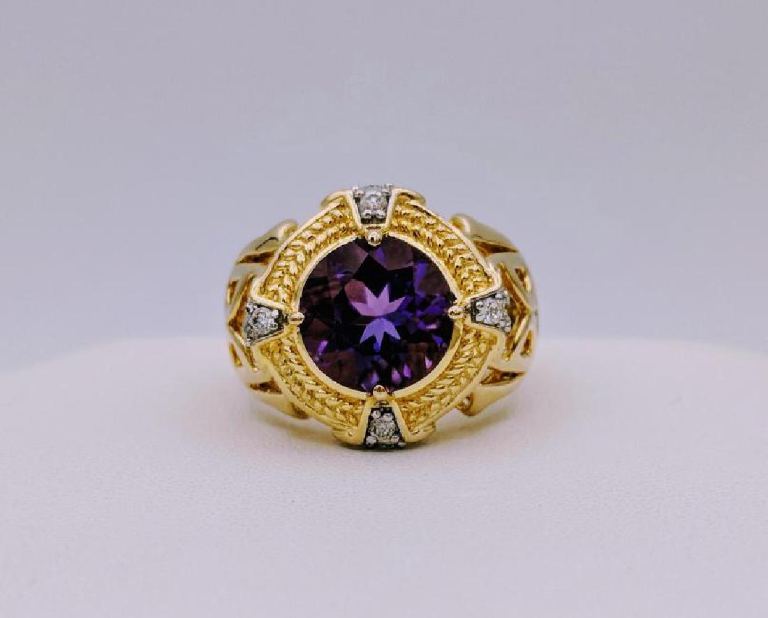 Gold Plated Sterling Silver Amethyst CZ Ring, 3.87ct (1 of 4)