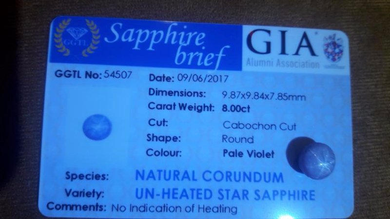 8.00 Carat Loose Natural Ceylon Star Sapphire, GIA (1 of 2)