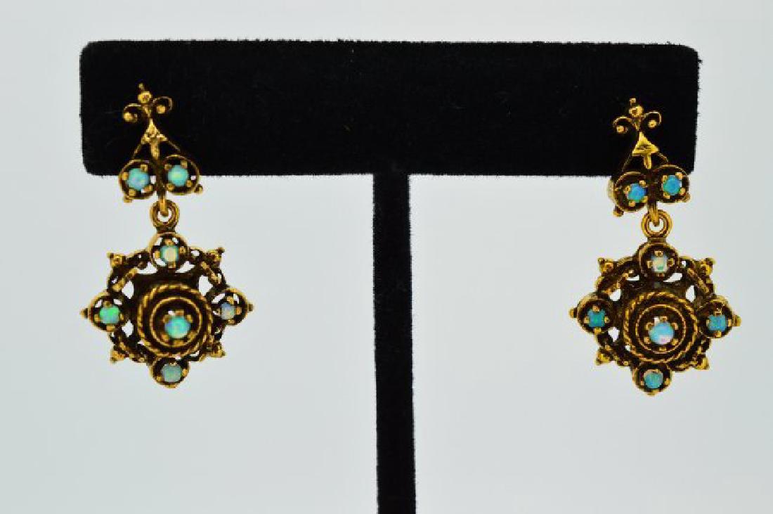 Ladies Antique Style 14k Yellow Gold Opal Earrings (1 of 2)
