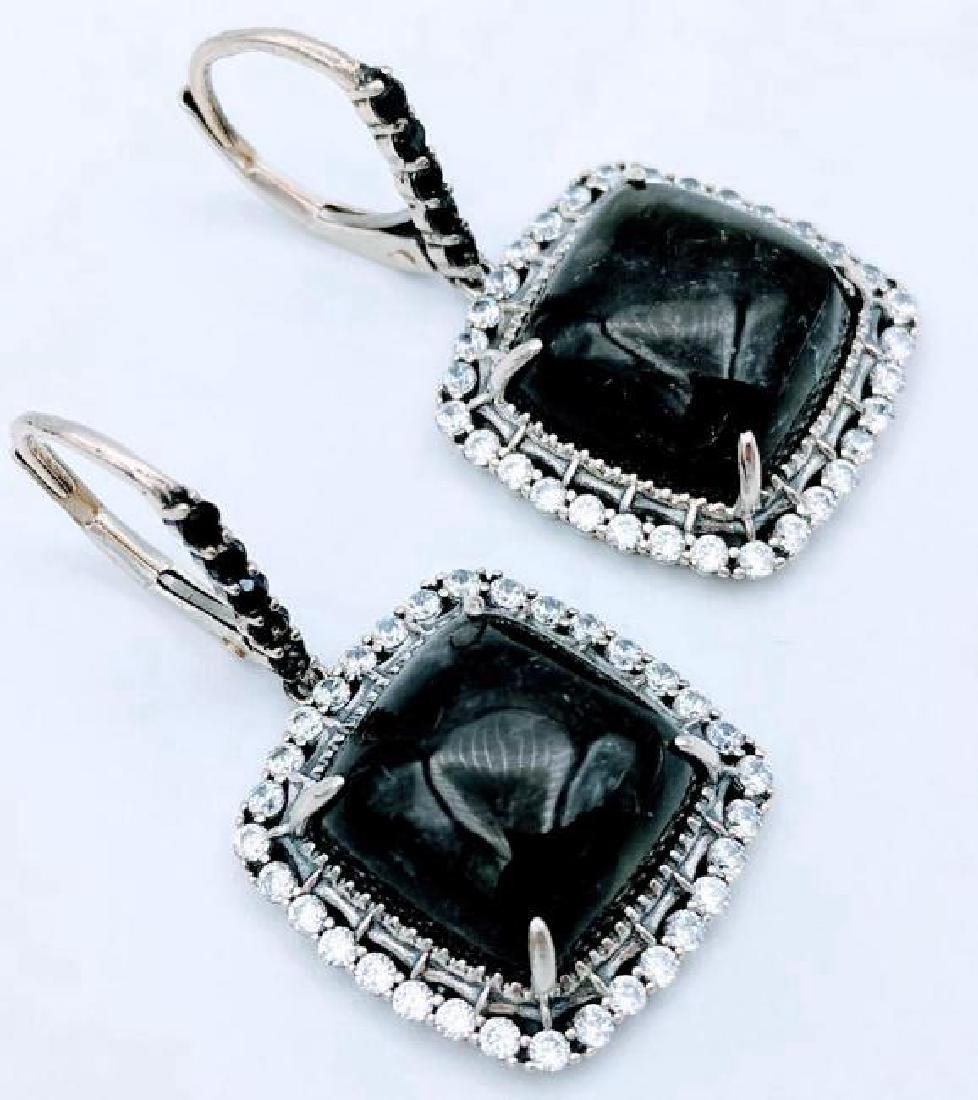 Sterling Silver Hematite Cubic Zirconia Earrings (1 of 5)