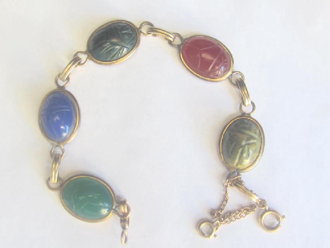 Gold Filled Natural Stones Scarab Bracelet (1 of 1)