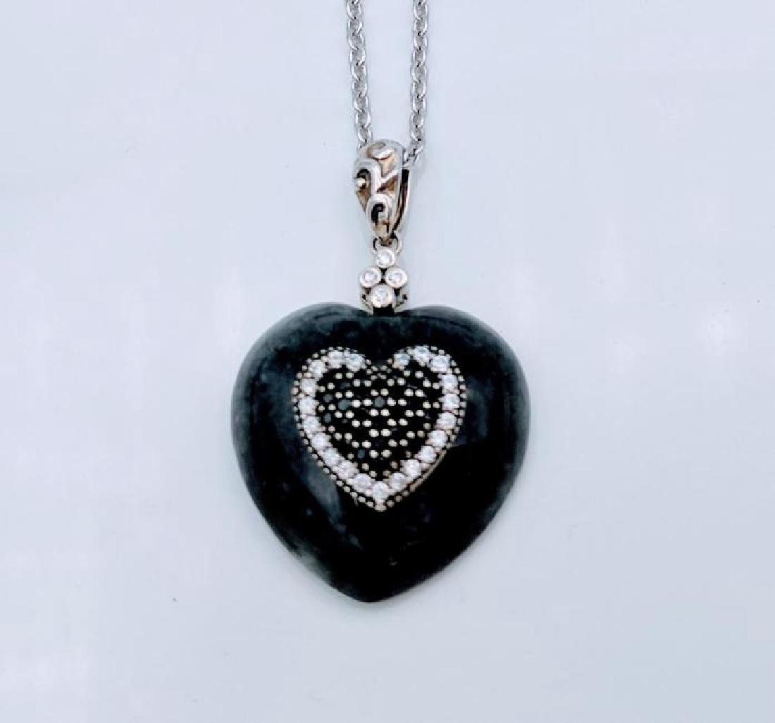 Sterling Silver Nuumite Black Onyx CZ Necklace (1 of 2)