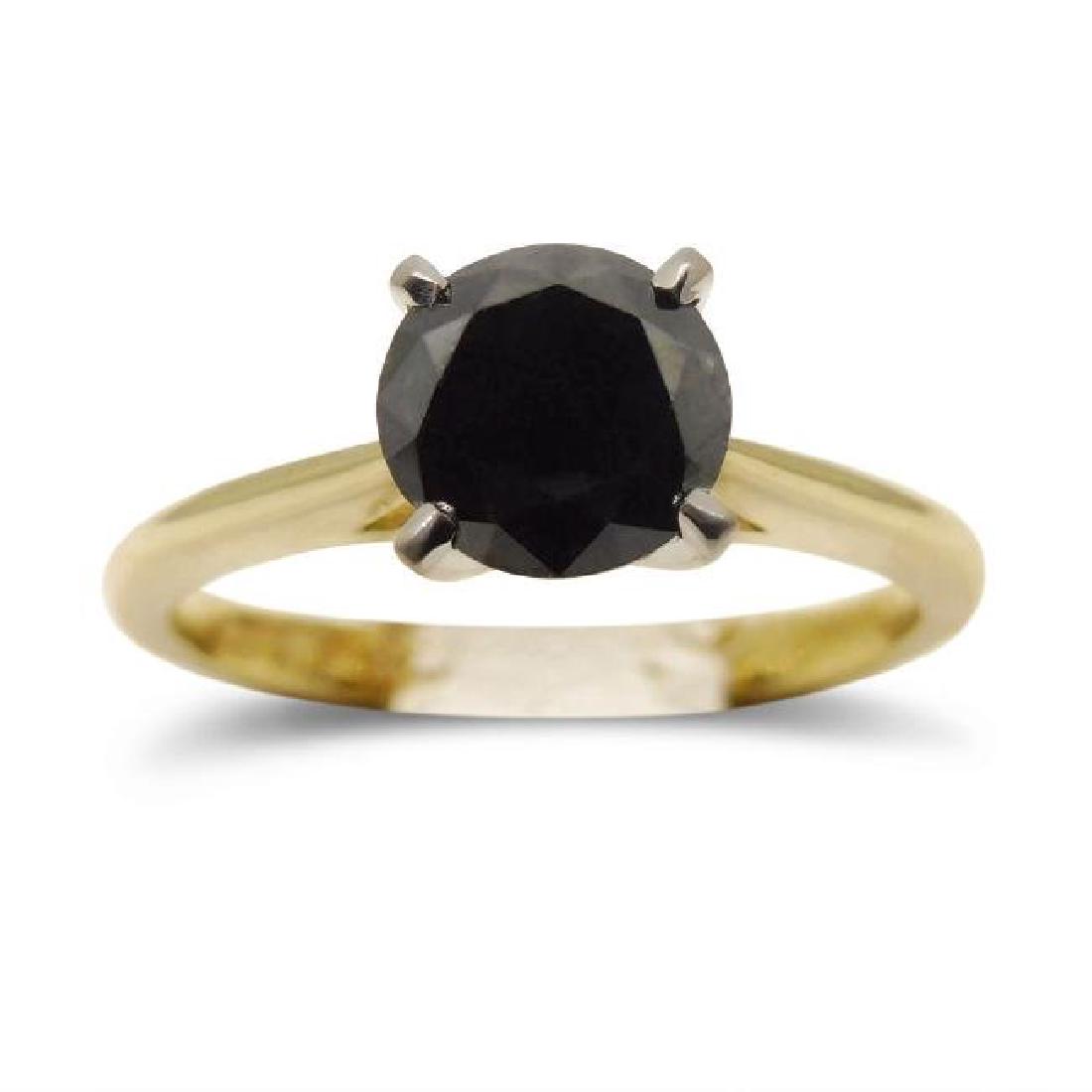 14K Two Tone Gold Black Diamond Engagement Ring, 1.15ct (1 of 6)