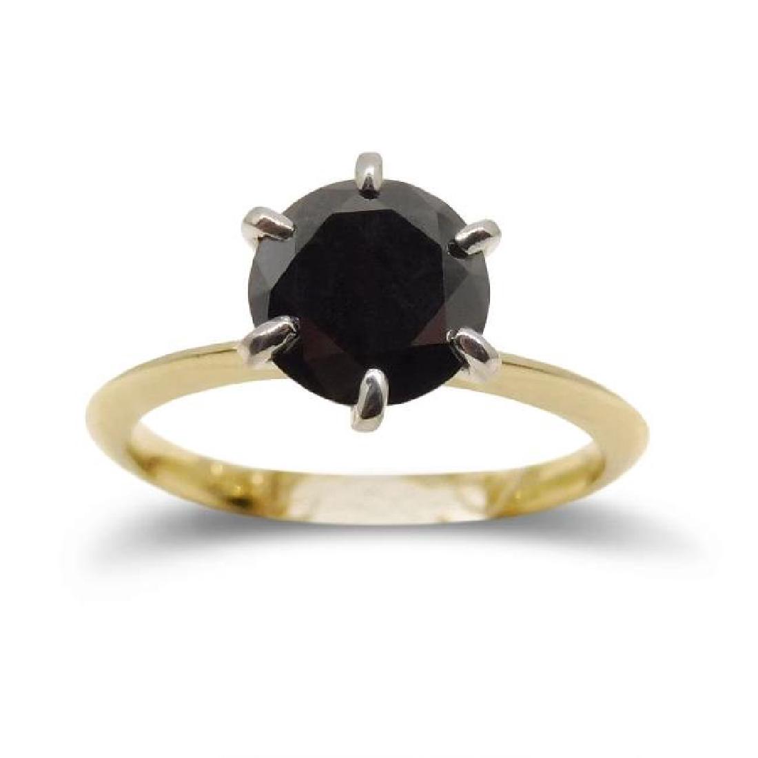 14K Two Tone Gold Black Diamond Engagement Ring, 1.42ct (1 of 9)