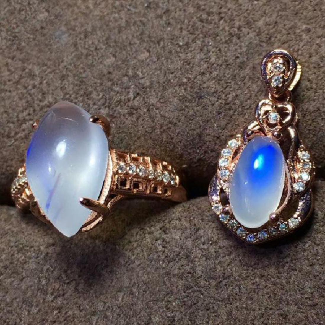 Sterling Silver Moonstone Zircon Jewelry Set, 1ct (1 of 4)