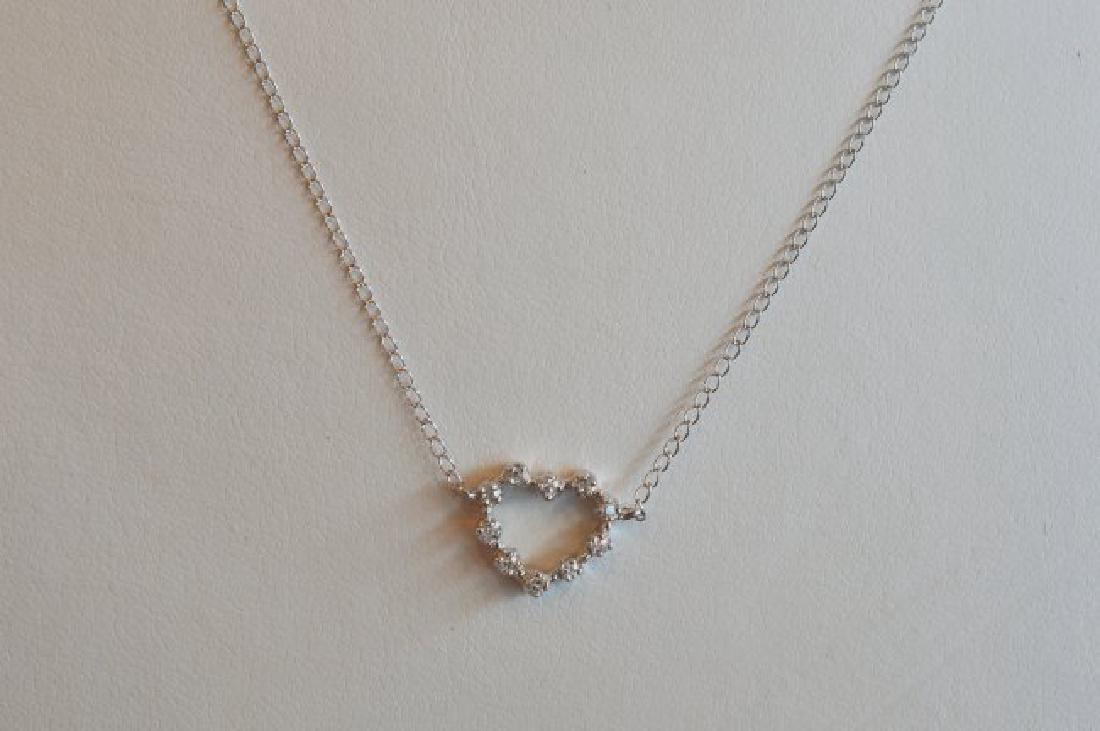 Ladies 14k White Gold Diamond Heart Necklace (1 of 2)