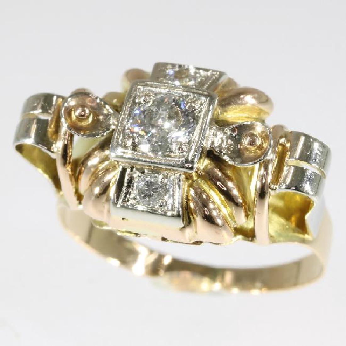 Retro Mid-Century 18K Gold Diamond Ring, .33ctw (1 of 6)