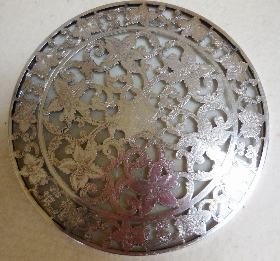 Vintage American Sterling Silver Overlay Glass Trivet (1 of 7)