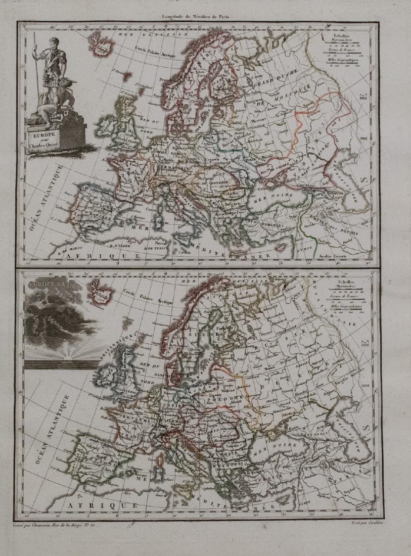 Malte-Brun: Antique Double Map of Europe in 1500 & 1789 (1 of 1)