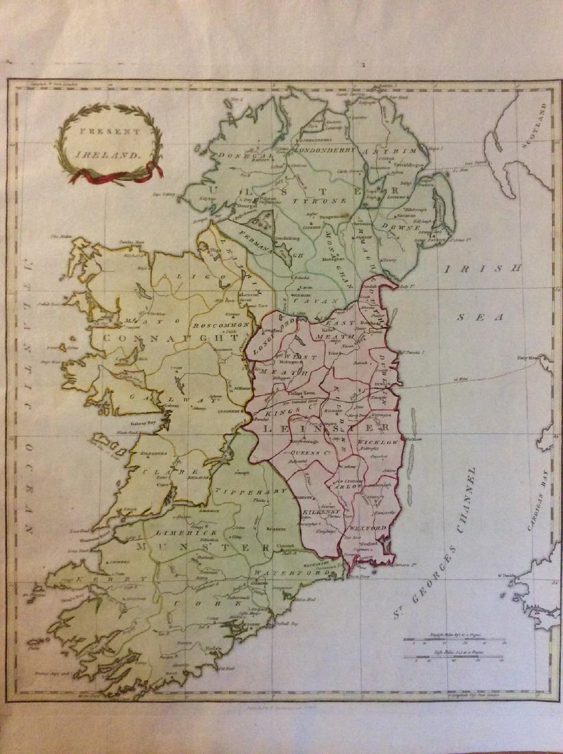 Stackhouse: Antique Map of Ireland, 1783: Title/Content of Map: Ireland Date Printed: 1783 Cartographer: Thomas Stackhouse Material/Medium: Paper Size: 15" x 18" Original hand color. Copperplate engraved. Published in 'An Universal Atlas.' Pu