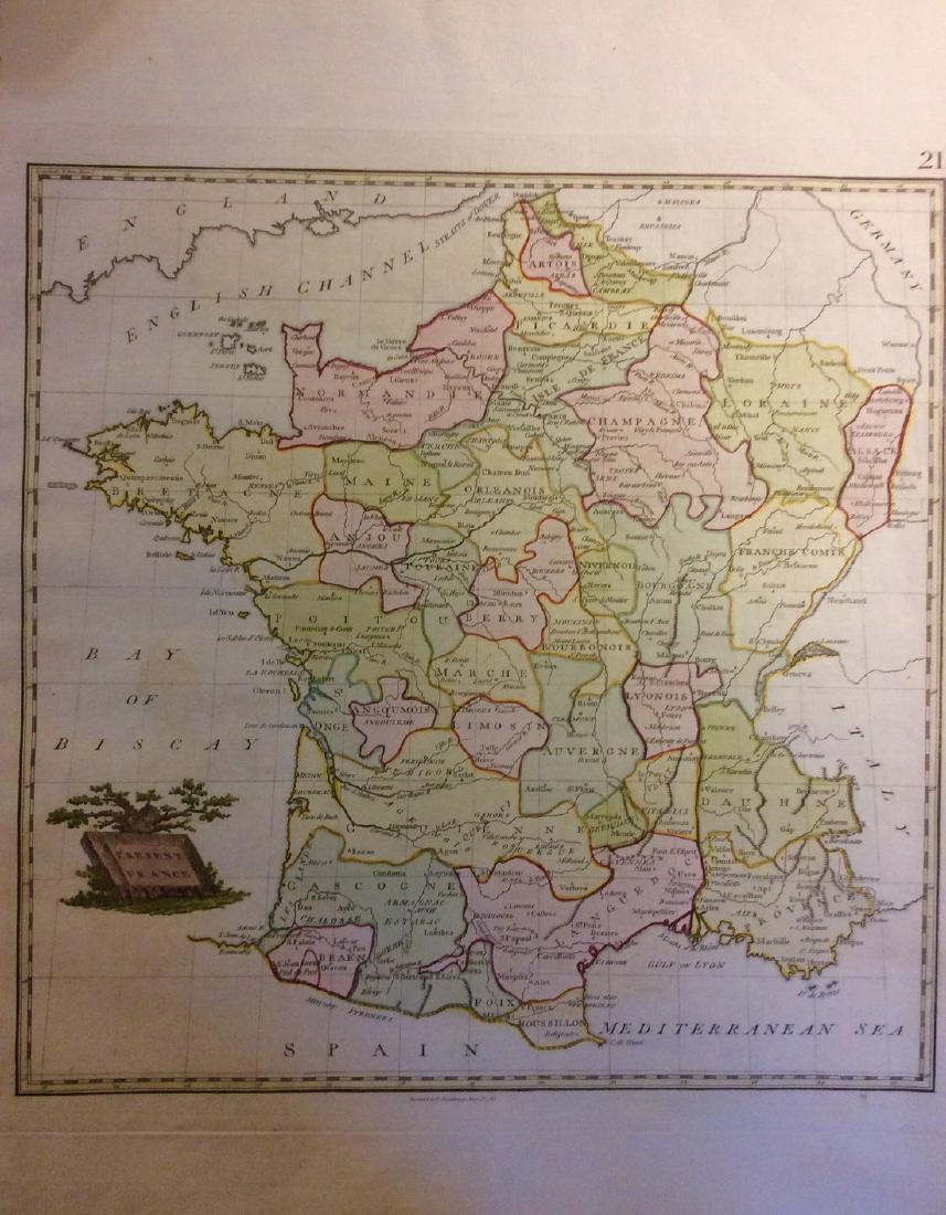 Stackhouse: Antique Map of France, 1783: Title/Content of Map: France Date Printed: 1783 Cartographer: Thomas Stackhouse Material/Medium: Paper Size: 20" x 16" Original hand color. Copperplate engraved. Published in 'An Universal Atlas.' Pub
