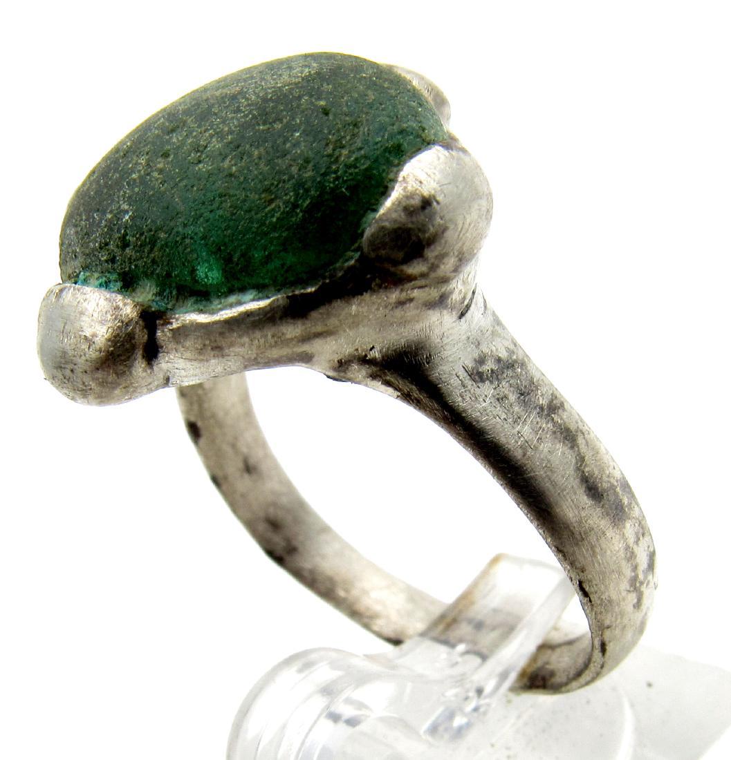 Medieval Viking Silver Ring with Stone (1 of 3)
