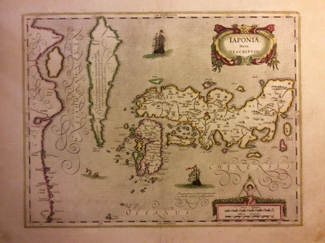 Janssonius: Antique Map East Asia. Japan & Korea, 1630: Title/Content of Map: East Asia. Japan and Korea (as an island), Amsterdam Date Printed: 1630's Cartographer: Janssonius Joannes Material/Medium: Paper Size: 22" x 19" French text on verso. Published 