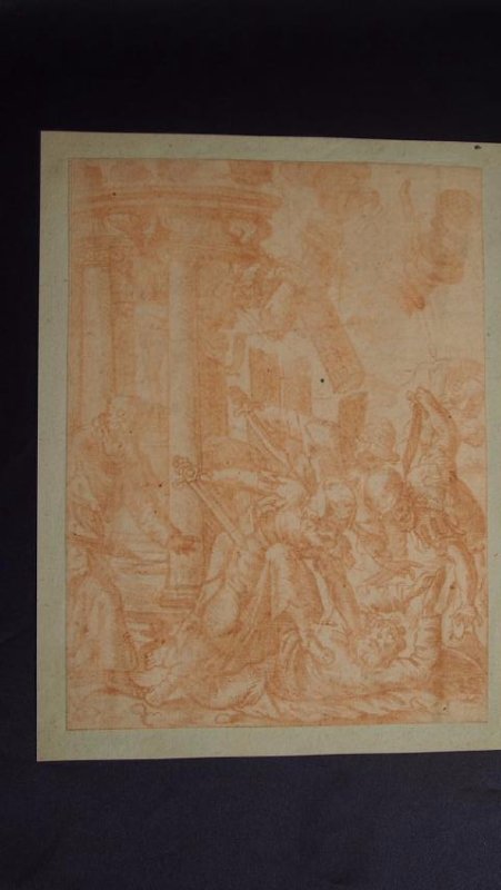 Attributed to Gian Lorenzo Bernini-1598-1680 Christ: Attributed to Gian Lorenzo Bernini-1598-1680. Christ Falls for The Second Time. Sanguine drawing. 9.5x7.5. Bernini was an Italian artist who worked mainly in Rome. He was a leading sculptor of his age