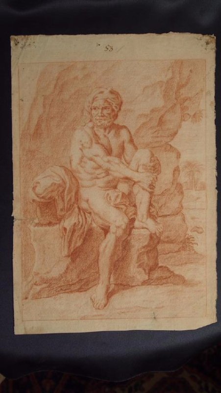 Attributed to Dominique Vivant.Denon-1747-1825 Unknown: Attributed to Dominique Vivant. Denon 1747-1825. Unknown. Sanguine drawing. 13x9. Dominique Vivant ,Baron Denon was a French artist, writer and author and first director of Louve appointed by Napolean