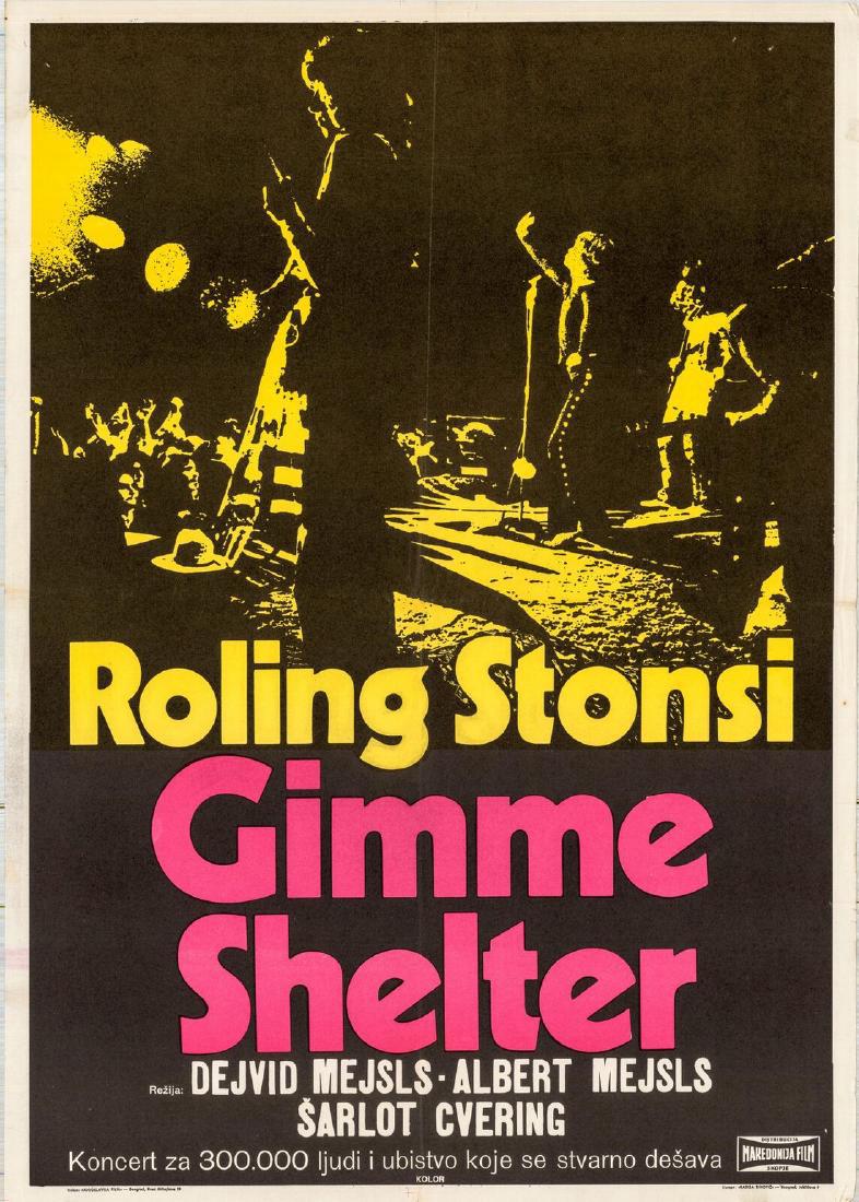 Yugoslovian Gimme Shelter Poster: This is an 18.5" x 28" Yugoslavian poster for the 1970 Maysles film Gimme Shelter starring the Rolling Stones as themselves. Plot summary: This is a documentary of the 1969 Rolling Stones tour with sp