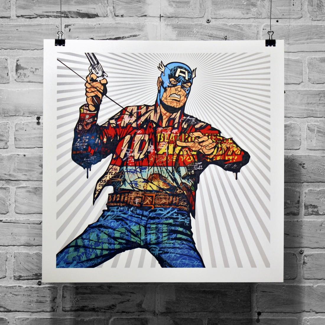 Dillon Boy American Outlaw: Artist: Dillon Boy Title: American Outlaw Date: 2014 Medium: High Quality Paper Size: 18" x 18" / 45,72 cm x 45,72 cm Publisher: Wall & Street Gallery Western Graffiti Markings: hand signed and number