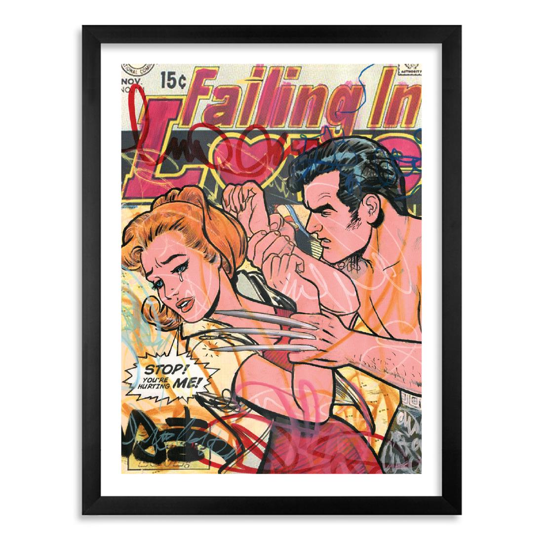 Dillon Boy Failing in Love: Artist: Dillon Boy Title: Failing in Love Date: 2014 Medium: High Quality Paper Size: 18" x 24" / 45,72 cm x 60,96 cm Publisher: Wall & Street Gallery Sex, Lies and Spray Paint Markings: hand signed a