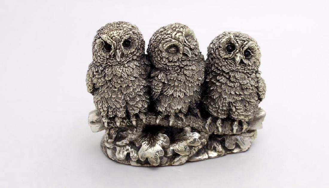 Rare Figural Sterling Silver Owl Family Figurine (1 of 5)