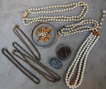 Lot of Mid-Century Costume Jewelry: Item: Lot of Mid-Century Costume JewelryMaker: See DescriptionOrigin: See DescriptionDate/Period: 1930s-1960sMaterials: See DescriptionSize: Varied This lot includes a sterling silver and marcasite