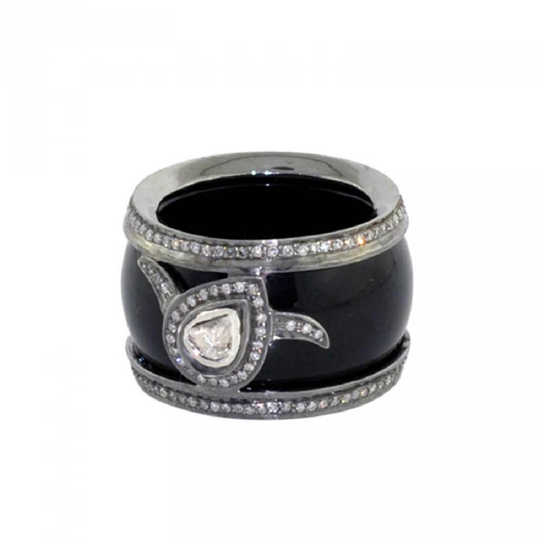 Sterling Silver Onyx Diamond Ring, 32.5ctw (1 of 4)