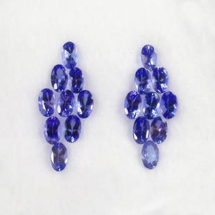 5.23 Carat Loose Tanzanite Earring Pair Set: Item: 5.23 Ct Genuine Loose Tanzanite Earring Pair SetLoose Gemstone: Natural TanzaniteStone Clarity: VVS-IFCarat Weight: 5.23Size/Dimensions: 5.00 x 3.00 mm nearly - 18 PC's Top Luster / Oval cut /