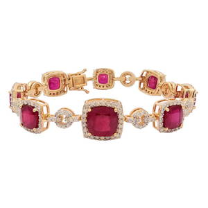 14K Gold 23.97ctw Ruby and 3.32ctw Diamond Bracelet