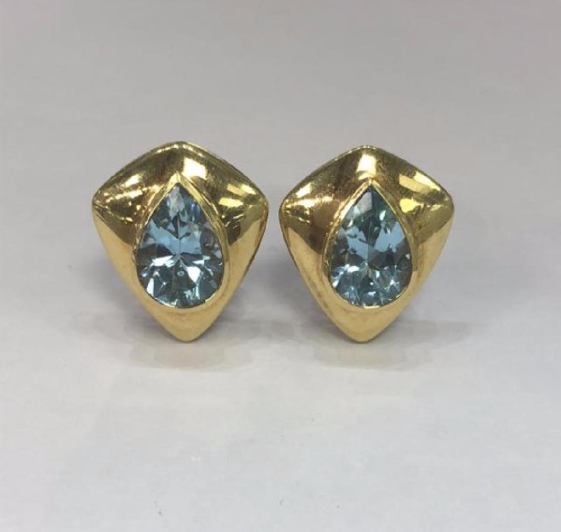 H. Stern 18K Gold Blue Topaz Earrings (1 of 4)