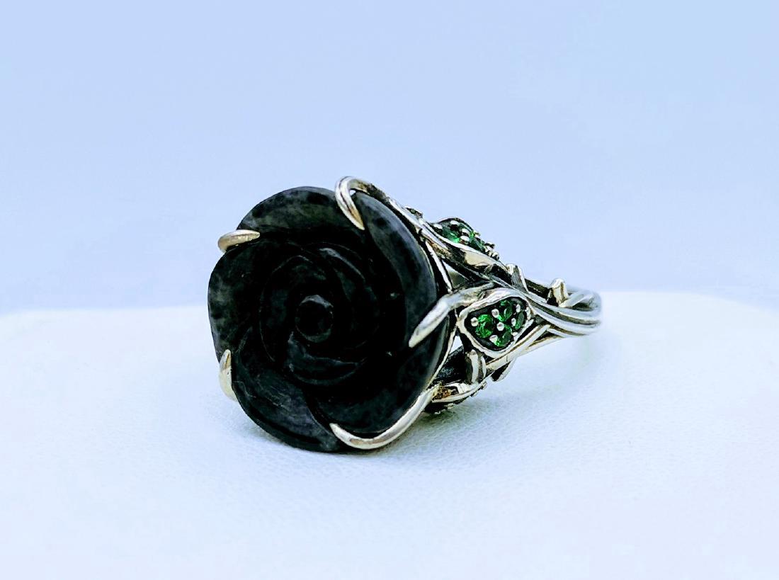 Sterling Silver Nuumite CZ Imperial Design Ring (1 of 6)