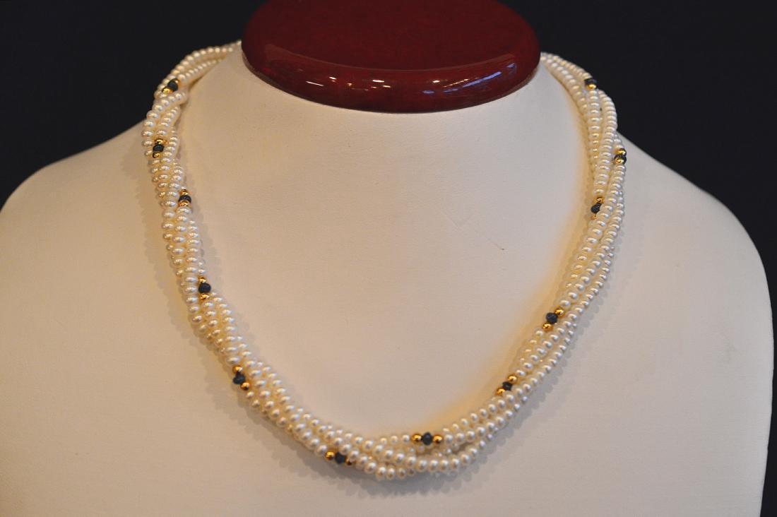 Ladies 14K Yellow Gold 4 Strand Pearl Necklace (1 of 2)