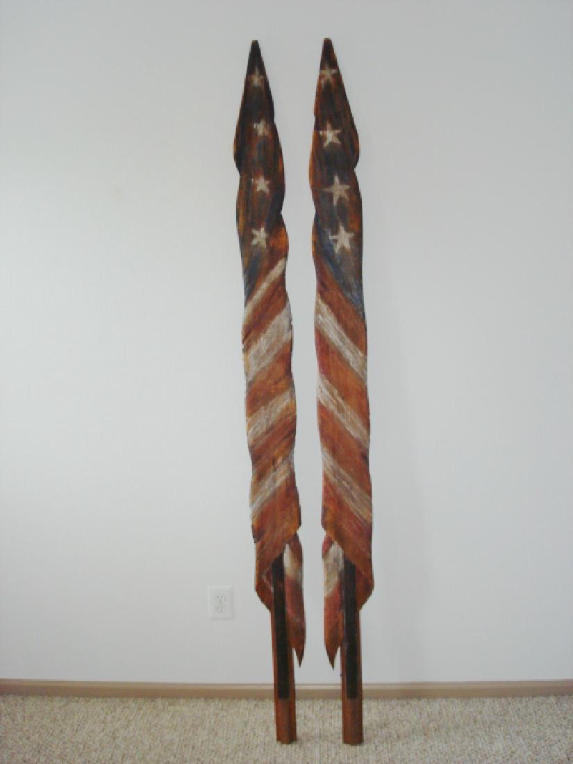 Unique Carved Pair of American Flags (1 of 7)