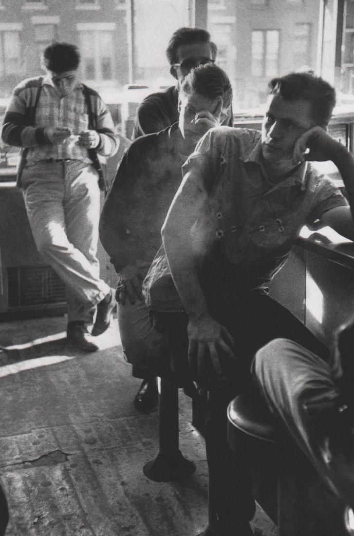 BRUCE DAVIDSON - Boys at the Counter: Artist: BRUCE DAVIDSON Print Title: Boys at the Counter Medium: Sheet-fed Gravure Printing Date: 1998 Printing Location: Japan Image Size: 5.5 x 8 inches Bruce Davidsonis an American photographer. He