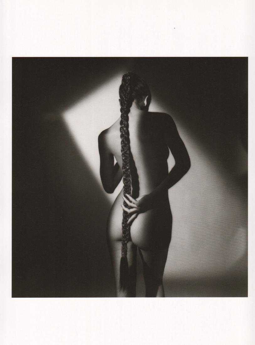 JEANLOUP SIEFF - Nude with Plait, Paris 1985: Artist: JEANLOUP SIEFF Print Title: Nude with Plait, Paris 1985 Medium: Glossy PhotoLithograph Poster Printer: Taschen (German printers) Printing Date: 1992 Image Size: 10.5" x 10.5" Jeanloup Sieff (1