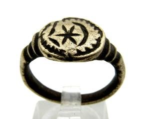 Medieval knight's templar era ring with moon crescent (1 of 3)