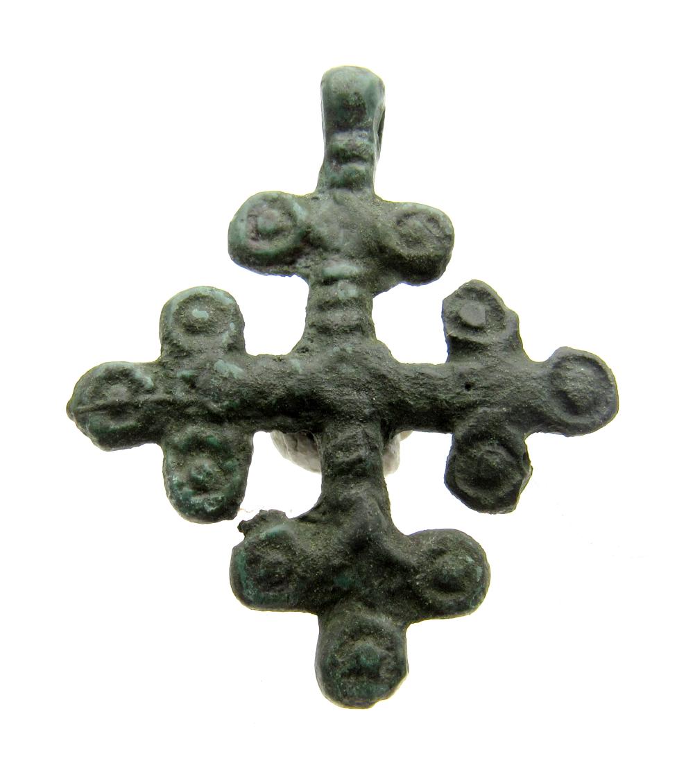 Medieval Viking cross pendant with snake heads (1 of 3)
