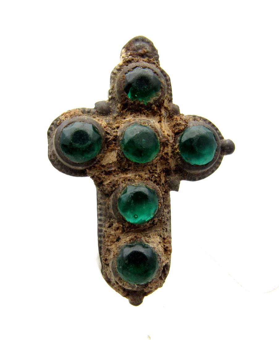 Late Medieval Cross with 6 green stones (1 of 2)